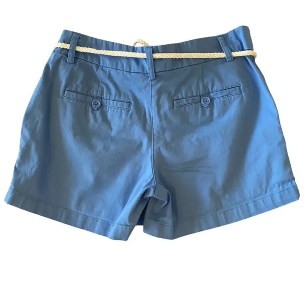 British Khaki Blue Flat Front Chico Shorts - Size 6
